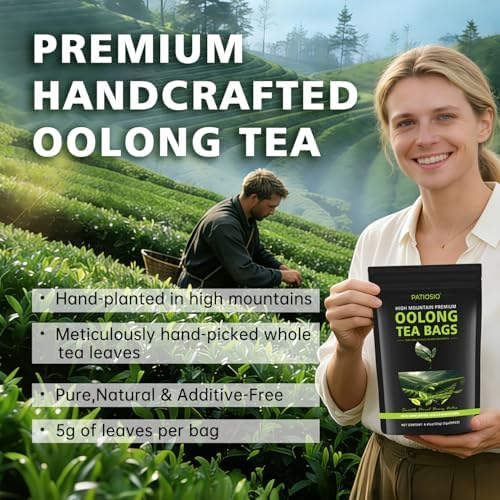 Oolong Tea Bags – Yunnan High-Mountain Oolong Whole Leaf Tea Bags, 25 Bags (5g Each) – Premium Loose Leaf Oolong Tea - Helps Lower Cortisol Levels & Relieve Stress –Smooth Aroma, Non-GMO