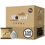 Royal Caffé ESE Pods Espresso, Crema Blend Medium Dark Roast Hazelnut, Arabica & Robusta Beans, Single Serve Italian Paper Coffee Pods, 44mm Filter Paper, 150 Count (1 Pack - 8 Grams), For E.S.E Coffee Machines, Made in Italy