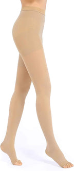 Compression Socks for Women and Men, 23-32 mmHg , Open Toe, Waist High Length Compression Stockings for Varicose Veins, DVT, Edema, Running, Nursing
