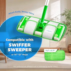 4 Pack Reusable Microfiber Mop Pads, Compatible with Swiffer Sweeper, Machine Washable Cloths, Scraper Included, Refills for All Floor Cleaning, Hook and Loop, Wet Dry - 10"- 12"