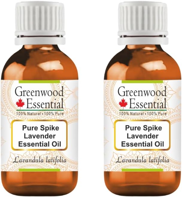 Greenwood Essential Pure Spike Lavender Essential Oil (Lavandula latifolia) Steam Distilled (Pack of Two) 15ml X 2 (1 oz)