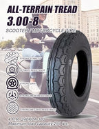 3.00-8 Pneumatic Tire for Mobility Scooters and Power Chairs, 3.00x8 for Scooter Tires With inner tube for Front or Rear fits on 8 Inch Ri-m, 4 P.R. 240 KPA 38J