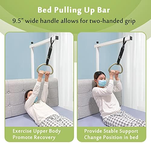 Mybow Trapeze Bar for Bed Mobility Aids, Bedside Pull Up Bar, Bed Lift for Elderly Seniors Transfer Rail, Medical Trapeze for Hospital Bed Standing Helper, Handicap Bariatric Bed Handle
