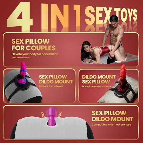 Hands-Free Inflatable Sex Pillow with Suction Cup Dildo Mount - Sex Toy Holder for Dildos, Saddle Stool & Chair Accessories - Adult Toys for Women, Men, Couples (Without Sex Toys)