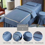 4-Piece Microfiber Massage Table Sheet Set Reusable Massage Bed Cover with Holes Full Bed Cover with Pillowcase Stool Cover Beauty Salon Bedspread&Skirt Spa Bed Skirt (Red,180x60cm(71x24 Inch))
