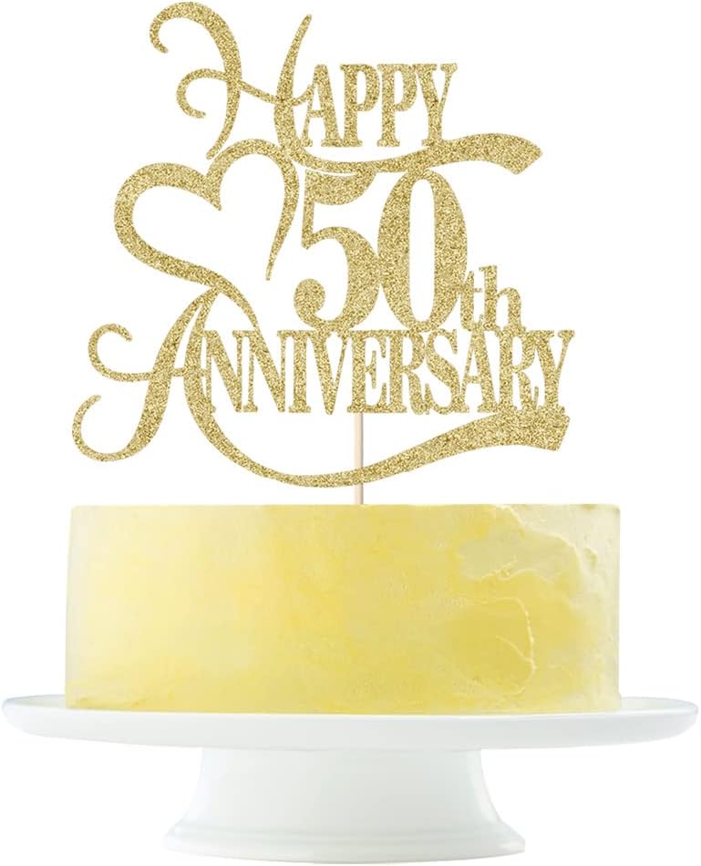 Gold Glitter 50th Anniversary Cake Topper - Wedding Party Decoration Ideas, Anniversary / Birthday Party Decorations (50)