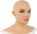 Realistic Women Mask,Halloween Face Cover Visible Latex Headgear Head Cover Novelty Costume Party Prop