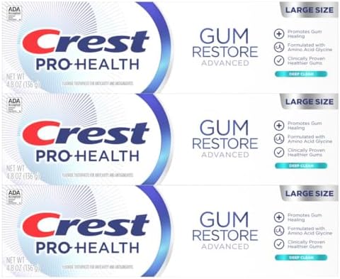 Crest Pro-Health Advanced Gum Restore Deep Clean Toothpaste 4.8 oz Pack of 3 -Anticavity, Antibacterial Flouride Toothpaste, Clinically Proven, Gum and Enamel Protection