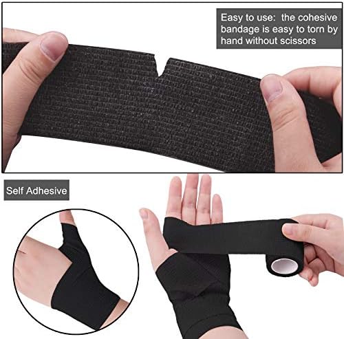 BQTQ 30 Rolls Self Adherent Wrap Stretch Bandages Self Adhesive Bandage Wrap 2 inch Self Stick Bandage Wrap Tape for Wrist Ankle Swelling Sprains (Black)