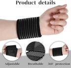 4 PCS Bandage Arm Wrap Elastic Wrist Support Band Compression Adjustable Wrist Strap Breathable Wrists Brace Relieves Wrists Pain for Men and Women Sport, Black