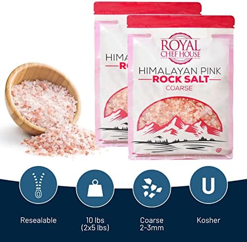 Himalayan Pink Salt 10 lbs Coarse Grain Bulk Bag (2 pack of 5lbs) - Himalayan Pure Gourmet Crystals -Suitable for Body Bath Scrubs Table Salt Grinder & Salt Mills - Kosher
