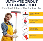Grout Brush with Long Handle & Hard Bristle Crevice Cleaning Brush, Grout Cleaner for Tile Floors, Floor Scrubber for Tile Grout Line, Household Use, Multipurpose Gap Cleaning Tools by Foxtrot Living
