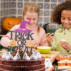 1 Pack Halloween Cake Toppers, Glitter Trick or Treat Cake Picks for Baby Shower, Halloween and Birthday Party Decorations Supplies (Trick or Treat)