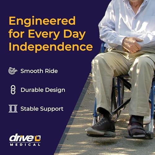 Drive Medical Blue Streak Lightweight Wheelchair - Portable Folding Mobility Aid - Swing-Away Footrests - Desk Arms - Durable Steel Frame - Easy Transport & Storage - 18-Inch Seat