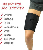 Adjustable Thigh Brace Support, Quadriceps Support and Thigh Wraps for Men and Women. Unisex Breathable Neoprene Non-Slip Hamstring Compression Sleeve