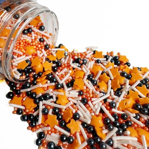 Thanksgiving Sprinkles, Orange and Black Sprinkles for Cake Decorating, Ice Cream, Cookies and Donuts Toppings, Graduation Party Supplies