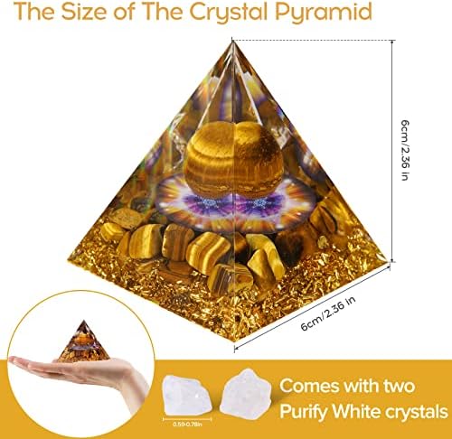 Hopeseed Orgone Pyramid for Positive Energy, Orgonite Tiger's Eye Stones Healing Crystal Pyramids for Reduce Stress Chakra Reiki Healing Meditation Attracts Wealth, Prosperity and Success