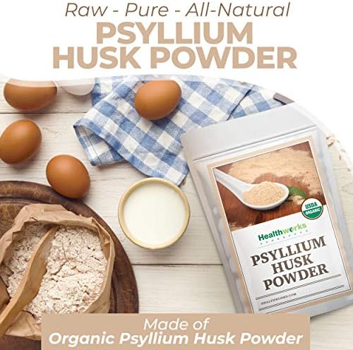 Healthworks Superfoods Organic Psyllium Husk Powder - 32 Oz / 2 Lbs - Raw - Certified Organic - Finely Ground Powder from India - Keto, Vegan & Non-GMO - Fiber Support