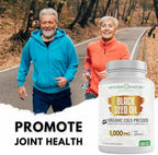 Black Seed Oil Capsules 1000mg, Organic Cold Pressed Black Cumin, High TQ, Immune & Joint Support, 120 Count (2 Month Supply)