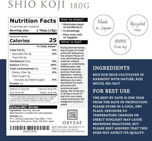 UMAMI Salt Koji – Premium Japanese Liquid Shio Koji | Gluten-Free Fermented Seasoning | White Koji Paste for Miso, Marinade, Sauce (6.35oz)