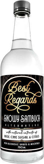 BEST REGARDS Snowy Sambuca | Non-Alcoholic Liqueur | The World’s Leading Developer of Non-Alcoholic Spirits, Liqueurs & Mocktails | 25.4 FL OZ (750 ML)