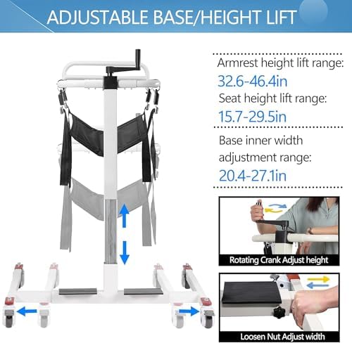 Patient Lift Transfer Chair, Portable Lift Aid for Elderly/Disabled, Bedside Commode Transport Chair (Basic Version)