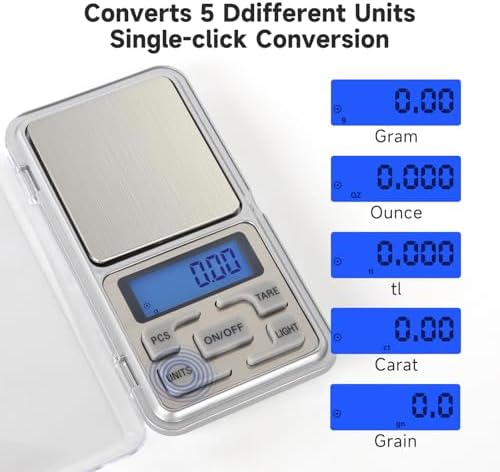 Compact Digital Pocket Scale, Stainless Steel Panel 500g 0.01 Gram Accuracy Portable Kitchen Digital Scale with LCD Display for Food Jewelry Weighing Cooking Baking Coffee Handmade