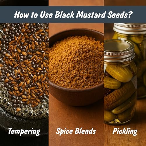 USDA Organic Black Mustard Seeds, Lab Tested, Resealable 8 oz Pouch, Kaali Rai/Sarson, Mostaza Negra en Grano