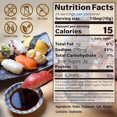 YAMASAN KYOTO UJI Japanese Premium Tamari Soy Sauce, Aged for 2 Years in Wooden Barrel, Gluten-Free, Rich Umami, Intense and Full-Bodied, For Steaks, Sushi and Much More, No MSG, 360mL(12.1floz)