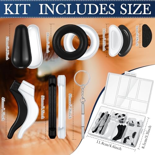 50 Pcs Eyeglasses Retainers Sets 12 Pairs Anti Slip Adhesive Glasses Nose Pads 4 Round Ear Grips 4 Silicone Ear Hooks Holders 4 Glasses Temple Tips Sleeve for Repair(Multicolor)