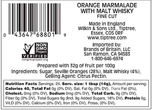 Tiptree Orange & Whisky Marmalade, 12 Ounce Jars (Pack of 2)