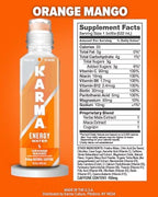 Karma Energy Drink – 12 Pack, Orange Mango Caffeinated Water with Cognizin Nootropics, Vitamins & Immune Support, Low Calorie