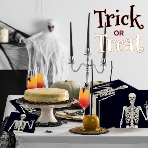 20 Pieces Skull Paper Guest Napkins disposable Halloween Skeleton Bathroom Napkins Smile Skull Guest Hand Towel Napkin for Horror Theme Party Supplies