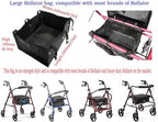 Rollator Bag, Basket, Storage Bags, Large rollator Walker Basket, Compatible with All Brands of Rollator and Heavy-Duty Rollator, (15”*9.5”*6.5”),Universal Replacement Parts, 1Ea, Black.
