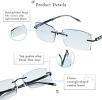 LifeArt Blue Light Blocking Glasses, Computer Reading Glasses, Anti Blue Rays, Reduce Eyestrain, Rimless Frame Tinted Lens with Diamond, Stylish for Men and Wowen (No Magnification)