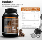 M+S Hydrolyzed Whey Protein Isolate – 25g Protein, Low Carb, 0g Sugar, Grass Fed Whey Isolate Powder with Stevia - Chocolate Flavor - 2.05 lb