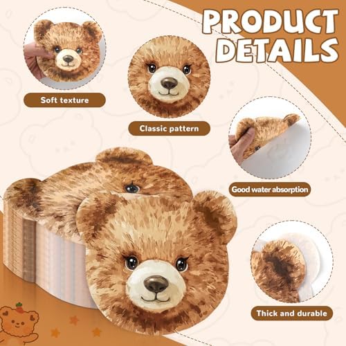 100 PCS Bear Shaped Napkins We Can Bearly Wait Baby Shower Decorations Brown Bear Party Supplies Disposable Paper Napkins for Boys Girls Kids Birthday Baby Shower Party Decorations Favors