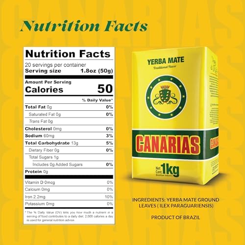 Canarias Yerba Mate – 500g | Traditional Uruguayan Loose Leaf Tea | Fine Cut, No Stems, Strong & Bold Flavor