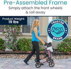 Vive Mobility Rollator Walker - Folding 4 Wheel Medical Rolling Walker with Seat & Bag - Mobility Aid for Adult, Senior, Elderly & Handicap - Aluminum Transport Chair (Pink)