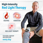 FORTHiQ RED+ Knee Massager with Heat and Red Light Therapy for Pain Relief, Knee Brace with 2 Wavelengths, 3 Massage & 4 Pulsing Modes, 5 Heat Levels, 52 Lights, FSA-HSA Eligible