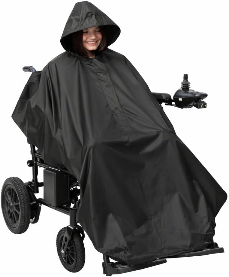 moovon Waterproof Wheelchair Poncho Rain Cover for Electric Wheelchair & Mobility Scooter, Full Body Rain Cape with Hood, Universal Wheelchair Accessories for Adults & Seniors