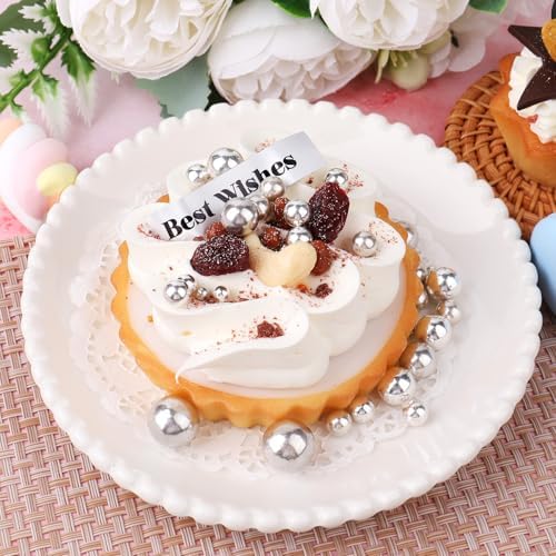 Silver Pearl Sprinkles for Cake Decorating, 4 Sizes Sugar 130g/4.6oz, Cupcake, Ice Cream, Donuts, Macaron Toppings Supplies (2mm, 4mm, 7mm, 1cm)
