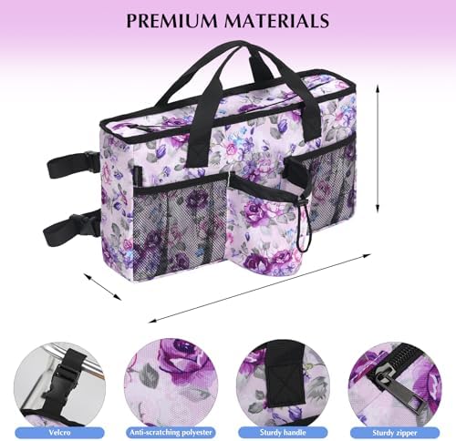 Walker Accessories for Folding Walker Seniors with Cup Holder Walker Bag Organizer Pouch Storage Buckle Carry Things