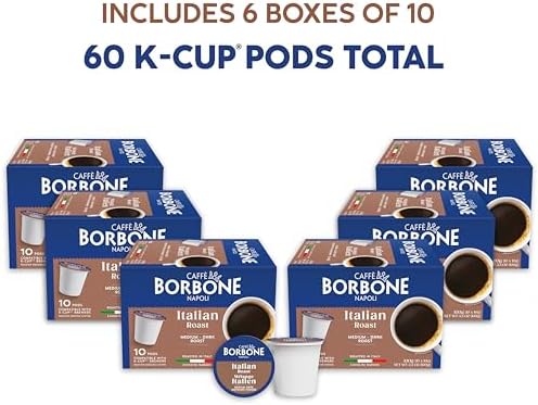 Caffè Borbone Italian Roast Coffee (60 Count) – Medium Dark Roast, Arabica & Robusta Blend, Roasted in Italy for a Bold, Smooth Taste – Single Serve Coffee Pods Compatible with K-Cup Brewers