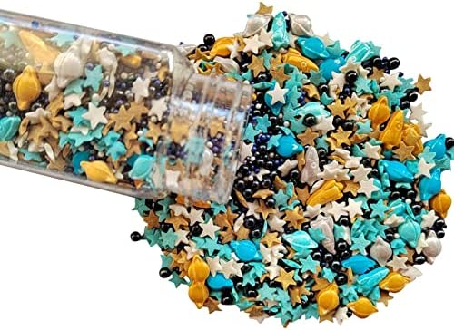 Homankit Space Theme Sprinkles Planet Rocket Stars Cookie Decorations Baking Cake Cupcake Topper Decoration 3.35 Ounce