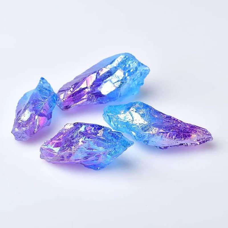 100% Natural Crystal Electroplate Stone Quartz Mineral Specimen Collection Home Decor Fish Tank Decoration,Electroplate Stone,190-200g (1pack)