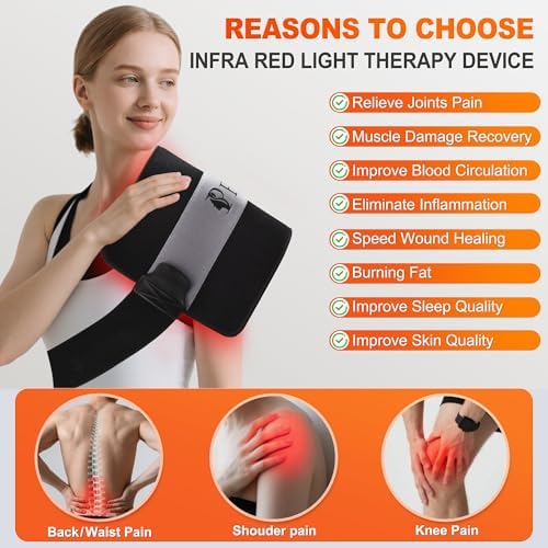 Pedete Red Light Therapy for Body, 24’’ x 12’’Large Infrared Light Therapy Pad with Timer Remote Control, 660nm 850nm Home Light Therapy for Knee Shoulder Back Muscle Joint (with Elastic Strap)