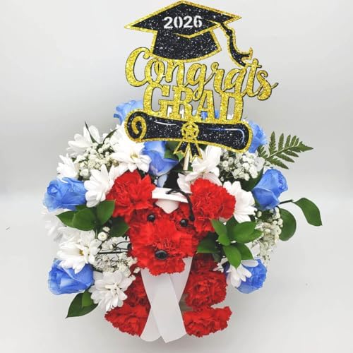 Congrats Grad Cake Topper Gold Glitter Class of 2026 Cake Topper You Did It Cake Decorations for 2026 Senior High School/College/University Happy 2026 Graduation Party Supplies Decorations