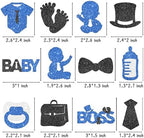 Glitter 24Pcs Boss Boy Baby Shower Party Cupcake Toppers for Gender Reveal Baby Boys 1st Birthday Party Decoration Supplies