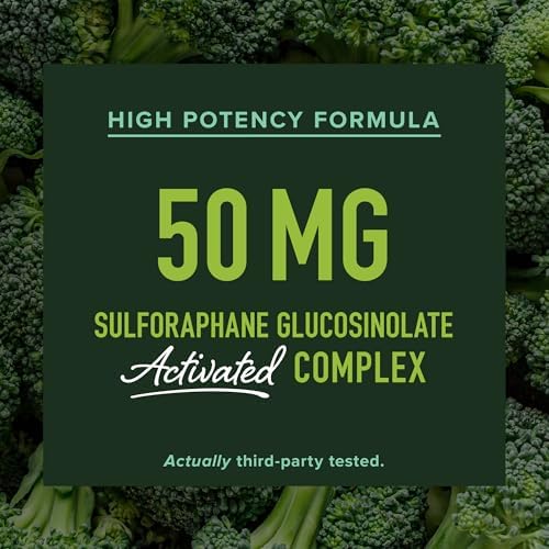 50MG Sulforaphane Supplement from Broccoli Sprouts | NRF2 Activation, Cellular Health & Immune Support | Glucoraphanin, Myrosinase & Antioxidants | Third-Party Tested | 60 Broccoli Seed Microbeadlets